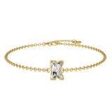 Alfabet Bogstav K 18K Guld, Rosaguld eller Hvidguld Armbånd m. Solitaire Lab-Grown Diamant