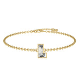 Alphabet Initial L 18K Gold, Rosegold or Whitegold Bracelet w. Solitaire Lab-Grown Diamond