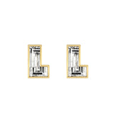 Alfabet Bogstav L 18K Guld, Hvidguld eller Rosaguld Ørestikker m. Solitaire Lab-Grown Diamant