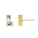 Alfabet Bogstav L 18K Guld, Hvidguld eller Rosaguld Ørestikker m. Solitaire Lab-Grown Diamant