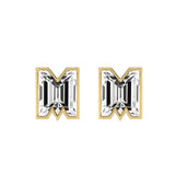 Alfabet Bogstav M 18K Guld, Hvidguld eller Rosaguld Ørestikker m. Solitaire Lab-Grown Diamant