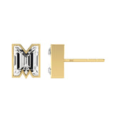 Alfabet Bogstav M 18K Guld, Hvidguld eller Rosaguld Ørestikker m. Solitaire Lab-Grown Diamant