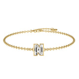 Alphabet Initial N 18K Gold, Rosegold or Whitegold Bracelet w. Solitaire Lab-Grown Diamond