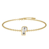 Armbånd med bogstavet P i 18K guld, Rosaguld eller Hvidguld m. en solitaire-Lab-Grown Diamant, fremstillet i laboratoriet