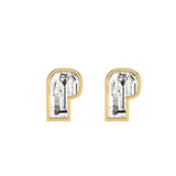 Alfabet Bogstav P 18K Guld, Hvidguld eller Rosaguld Ørestikker m. Solitaire Lab-Grown Diamant