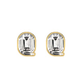 Alphabet Initial Q 18K Gold, Whitegold or Rosegold Stud Earrings w. Solitaire Lab-Grown Diamond