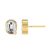 Alphabet Initial Q 18K Gold, Whitegold or Rosegold Stud Earrings w. Solitaire Lab-Grown Diamond