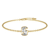 Alphabet Initial S 18K Gold, Rosegold or Whitegold Bracelet w. Solitaire Lab-Grown Diamond