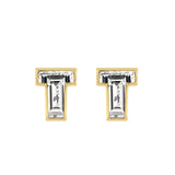 Alfabet Bogstav T 18K Guld, Hvidguld eller Rosaguld Ørestikker m. Solitaire Lab-Grown Diamant