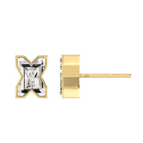 Alphabet Initial X 18K Gold, Whitegold or Rosegold Stud Earrings w. Solitaire Lab-Grown Diamond