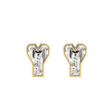Alphabet Initial Y 18K Gold, Whitegold or Rosegold Stud Earrings w. Solitaire Lab-Grown Diamond