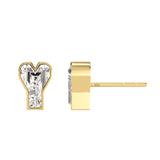 Alphabet Initial Y 18K Gold, Whitegold or Rosegold Stud Earrings w. Solitaire Lab-Grown Diamond