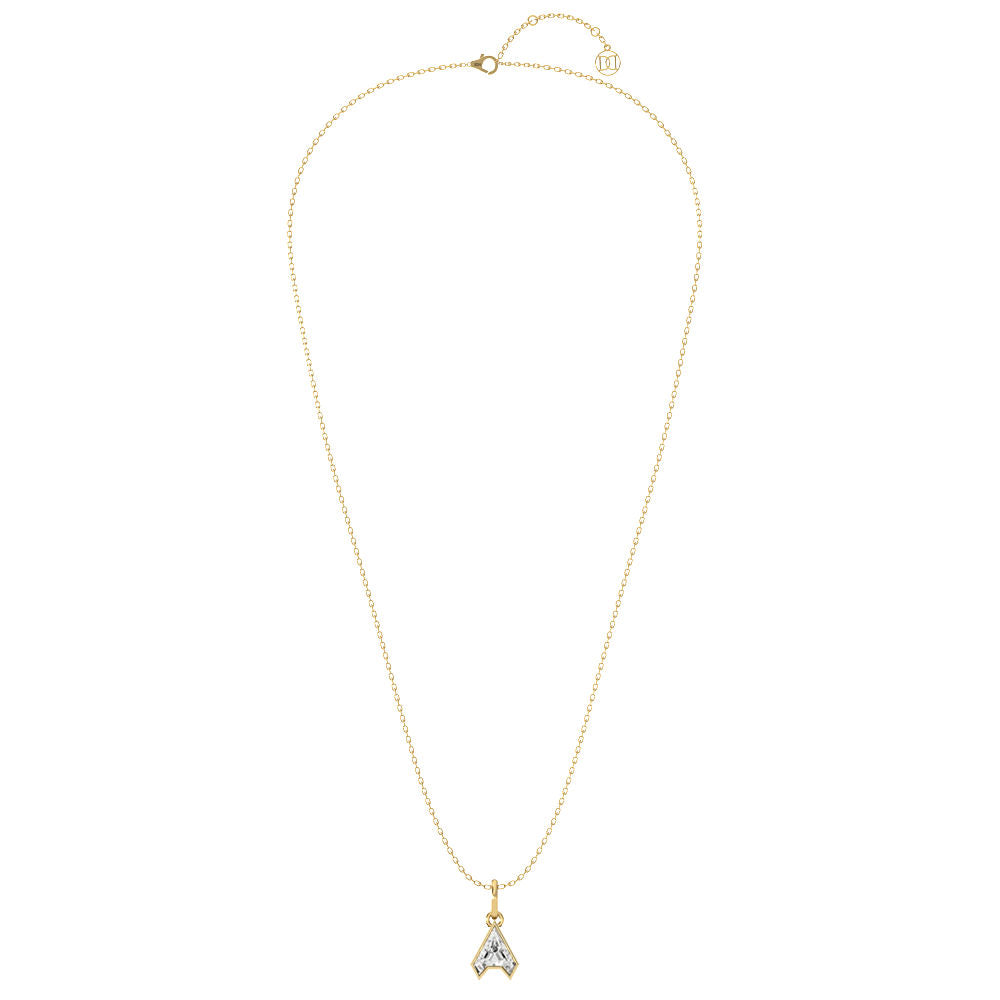 Alphabet 18K Gold, Rosegold or Whitegold Inital A Pendant w. Solitaire Lab-Grown Diamond