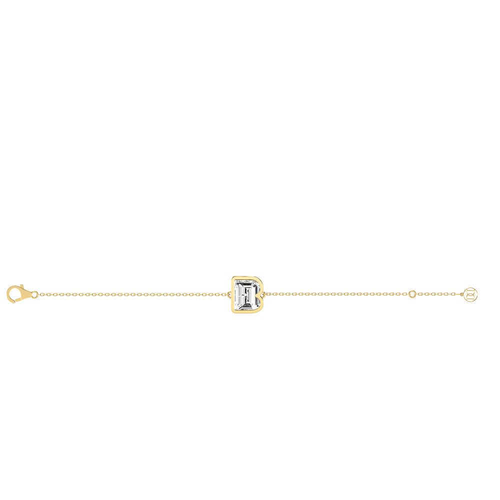 Alphabet Initial B 18K Gold, Rosegold or Whitegold Bracelet w. Solitaire Lab-Grown Diamond