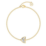 Alphabet Initial C 18K Gold, Rosegold or Whitegold Bracelet w. Solitaire Lab-Grown Diamond