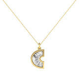 Alphabet 18K Gold, Rosegold or Whitegold Inital C Pendant w. Solitaire Lab-Grown Diamond