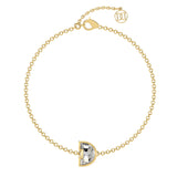 Alphabet Initial D 18K Gold, Rosegold or Whitegold Bracelet w. Solitaire Lab-Grown Diamond