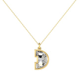 Alphabet 18K Gold, Rosegold or Whitegold Inital D Pendant w. Solitaire Lab-Grown Diamond