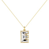 Alphabet 18K Gold, Rosegold or Whitegold Inital E Pendant w. Solitaire Lab-Grown Diamond