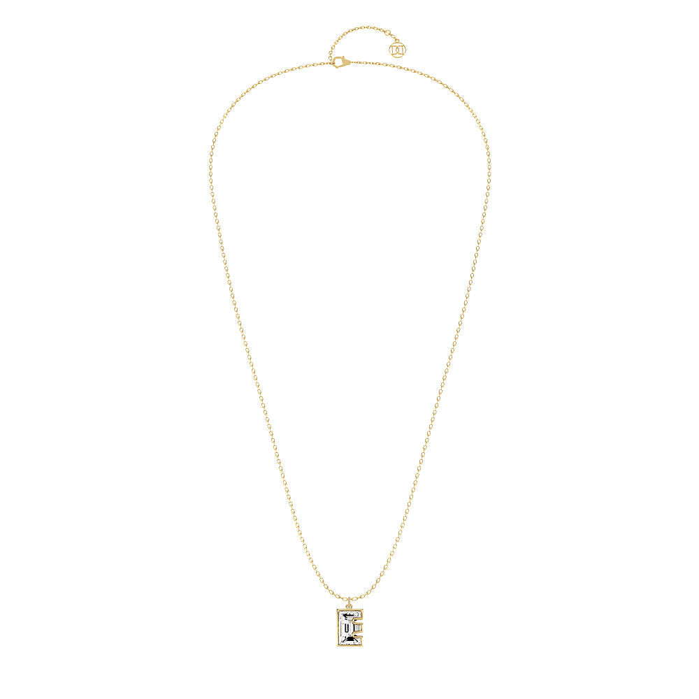 Alphabet 18K Gold, Rosegold or Whitegold Inital E Pendant w. Solitaire Lab-Grown Diamond