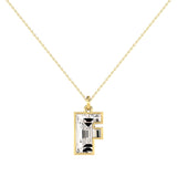 Alphabet 18K Gold, Rosegold or Whitegold Inital F Pendant w. Solitaire Lab-Grown Diamond