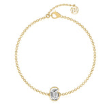 Alphabet Initial G  18K Gold, Rosegold or Whitegold Bracelet w. Solitaire Lab-Grown Diamond