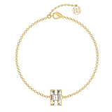 Alphabet Initial H 18K Gold, Rosegold or Whitegold Bracelet w. Solitaire Lab-Grown Diamond