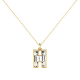 Alphabet 18K Gold, Rosegold or Whitegold Inital H Pendant w. Solitaire Lab-Grown Diamond