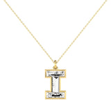 Alphabet 18K Gold, Rosegold or Whitegold Inital I Pendant w. Solitaire Lab-Grown Diamond