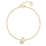 Armbånd med bogstavet J i 18K guld, Rosaguld eller Hvidguld m. en solitaire-Lab-Grown Diamant