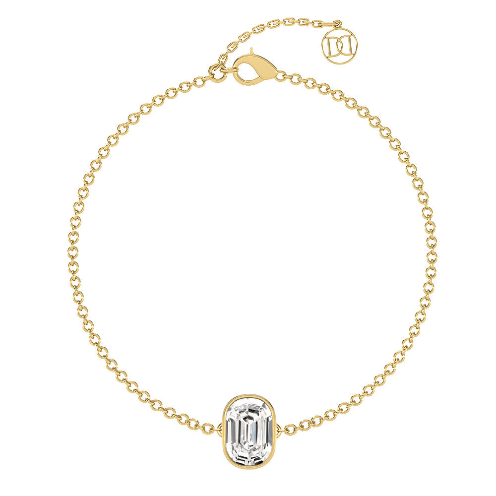 Alphabet Initial O 18K Gold, Rosegold or Whitegold Bracelet w. Solitaire Lab-Grown Diamond