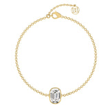 Alphabet Initial O 18K Gold, Rosegold or Whitegold Bracelet w. Solitaire Lab-Grown Diamond