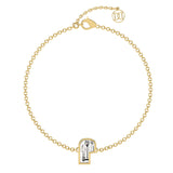 Alphabet Initial P 18K Gold, Rosegold or Whitegold Bracelet w. Solitaire Lab-Grown Diamond