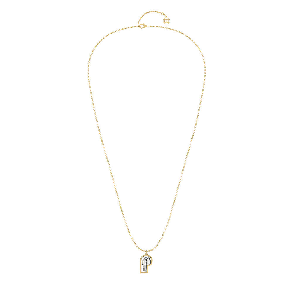 Alphabet 18K Gold, Rosegold or Whitegold Inital P Pendant w. Solitaire Lab-Grown Diamond