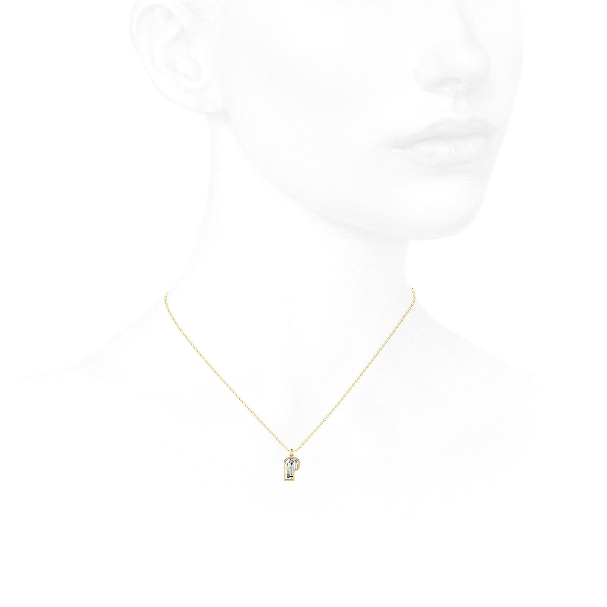 Alphabet 18K Gold, Rosegold or Whitegold Inital P Pendant w. Solitaire Lab-Grown Diamond