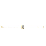 Alphabet Initial R 18K Gold, Rosegold or Whitegold Bracelet w. Solitaire Lab-Grown Diamond