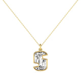 Alphabet 18K Gold, Rosegold or Whitegold Inital S Pendant w. Solitaire Lab-Grown Diamond