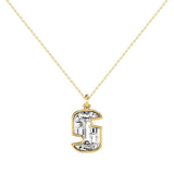 Alphabet 18K Gold, Rosegold or Whitegold Inital S Pendant w. Solitaire Lab-Grown Diamond