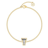 Armbånd med bogstavet T i 18K guld, Rosaguld eller Hvidguld m. en solitaire-Lab-Grown Diamant