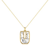 Alphabet 18K Gold, Rosegold or Whitegold Inital U Pendant w. Solitaire Lab-Grown Diamond