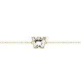 Alphabet Initial W 18K Gold, Rosegold or Whitegold Bracelet w. Solitaire Lab-Grown Diamond