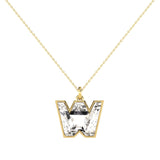 Alphabet 18K Gold, Rosegold or Whitegold Inital W Pendant w. Solitaire Lab-Grown Diamond