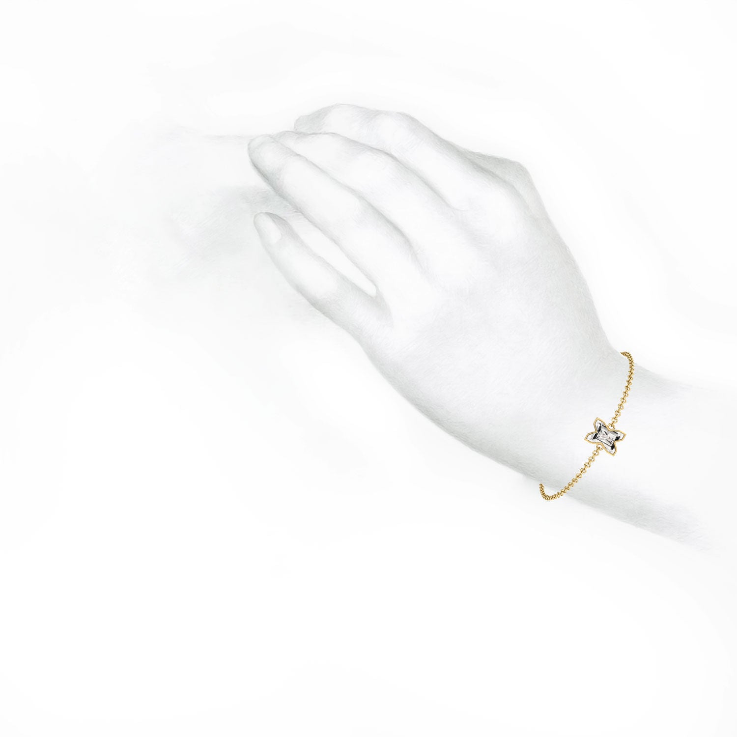 Alphabet Initial X 18K Gold, Rosegold or Whitegold Bracelet w. Solitaire Lab-Grown Diamond