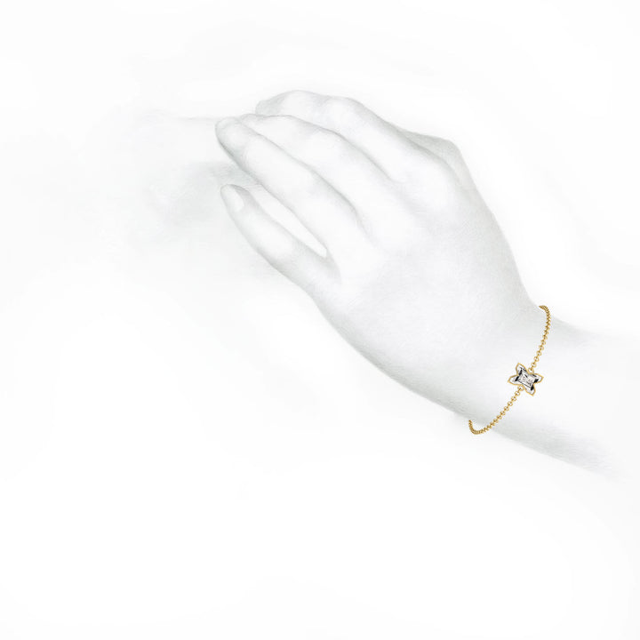 Alphabet Initial X 18K Gold, Rosegold or Whitegold Bracelet w. Solitaire Lab-Grown Diamond