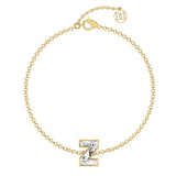 Alfabet Bogstav Z 18K Guld, Rosaguld eller Hvidguld Armbånd m. Solitaire Lab-Grown Diamant