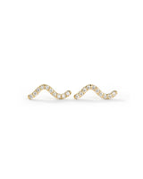 Wave Pavé 14k Gold Studs w. Diamonds