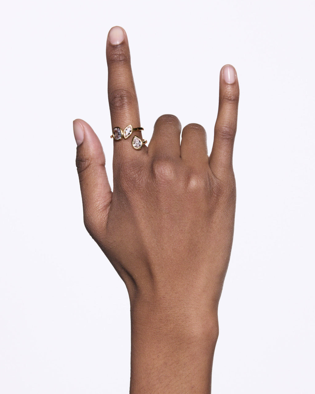 You & Me Baby Gold Plated Ring w. White Zirconia