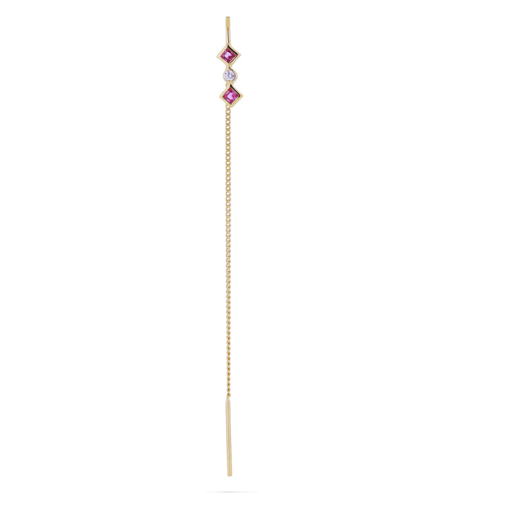 ZALORA PINK 14K GLODE PLATTER EORRING W. Zirkonia