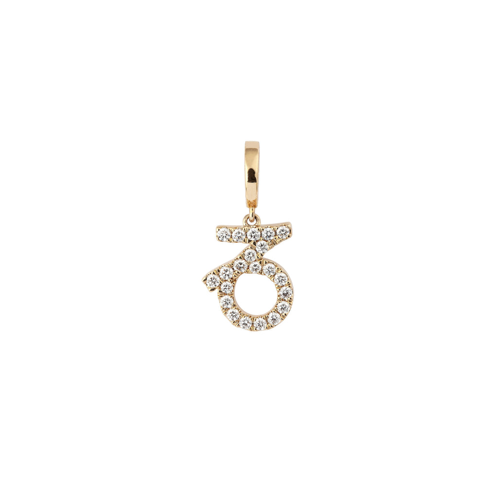 Zodiac Capricorn 18K Gold or Whitegold Charm w. Diamonds