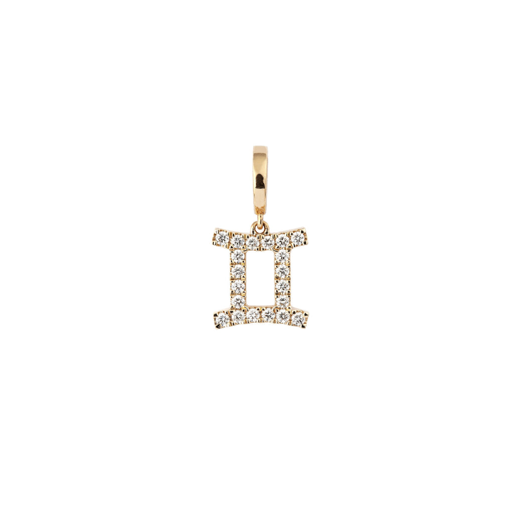 Zodiac Gemini 18K Gold oder Whitegold Charm W. Diamanten